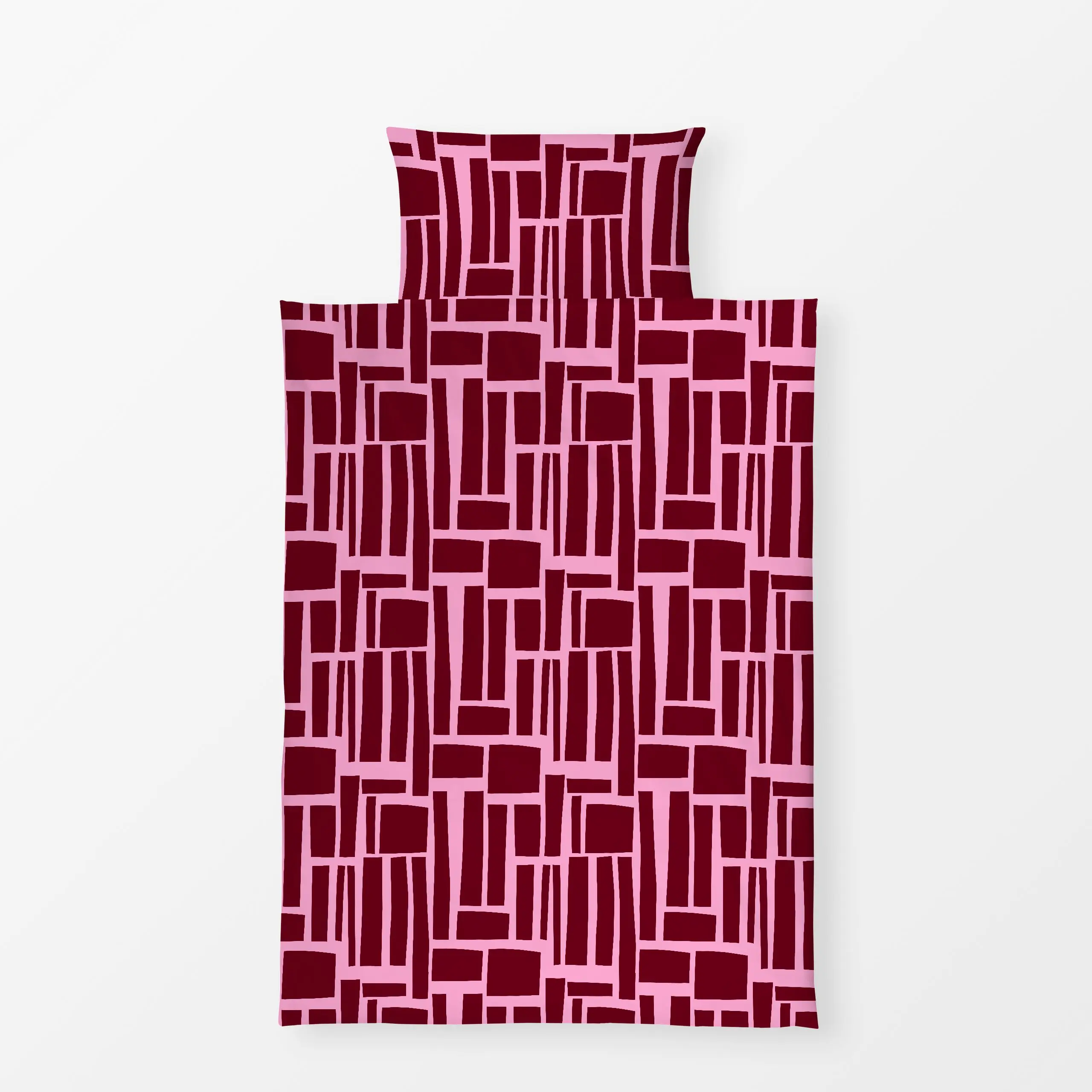 Bettwäsche Kirschrot Color Blocks - Symbole & Muster - von „Lisa Jasmin Bauer“; abstrakt, colorful