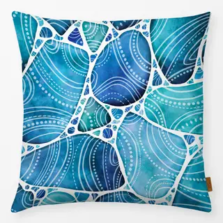 Kissen Strandglas Doodles Blau II