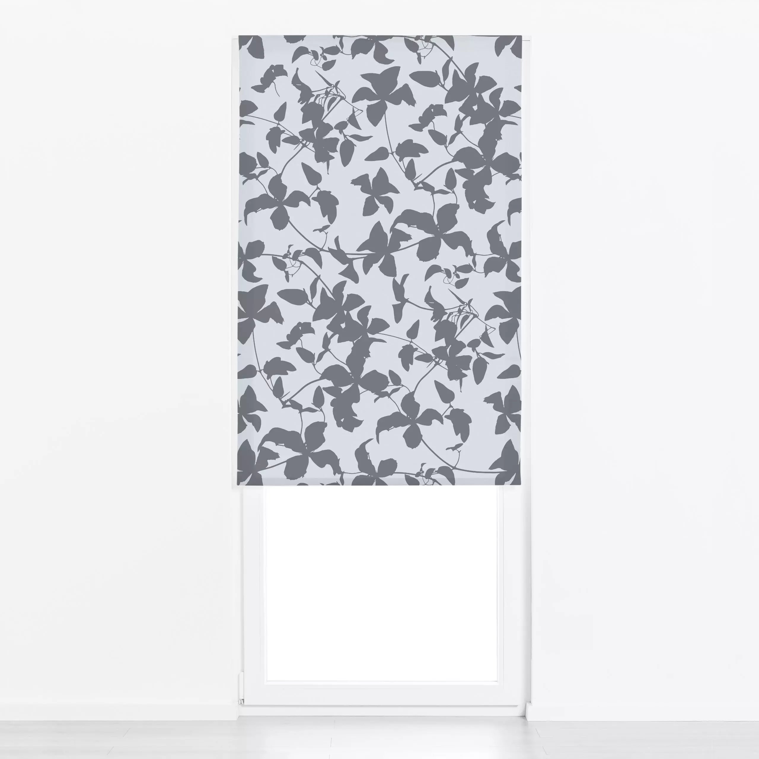 Raffrollo Clematis Minimalistic - Blumen & Florales, Pflanzen & Botanik - von „Andrea Haase"; Natur, grau, Blumen, Minimalis...