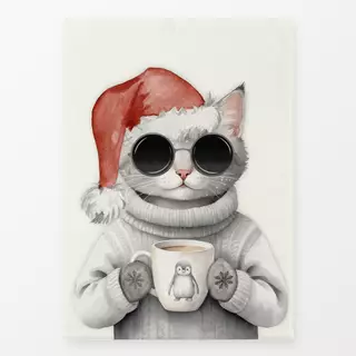 Geschirrtuch Christmas Cool Hipster Cat