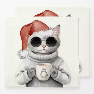 Servietten Christmas Cool Hipster Cat