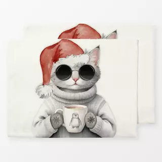 Tischset Christmas Cool Hipster Cat