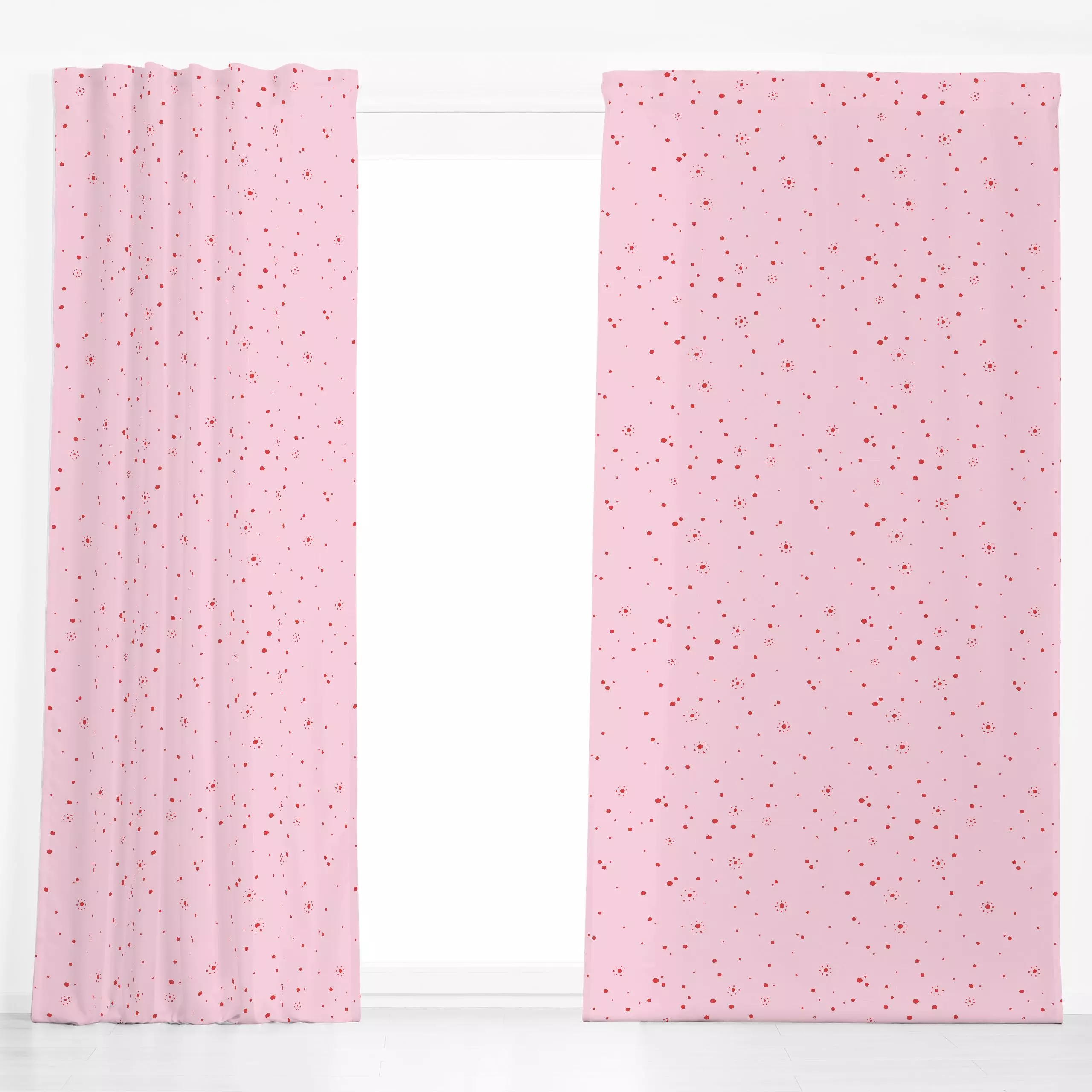 Dekovorhang Sun Dots | rosa rot - Symbole & Muster - von „moDeern Design Studio"; Muster, Punkte, rosa, Sonne, Dots, rot, pa...
