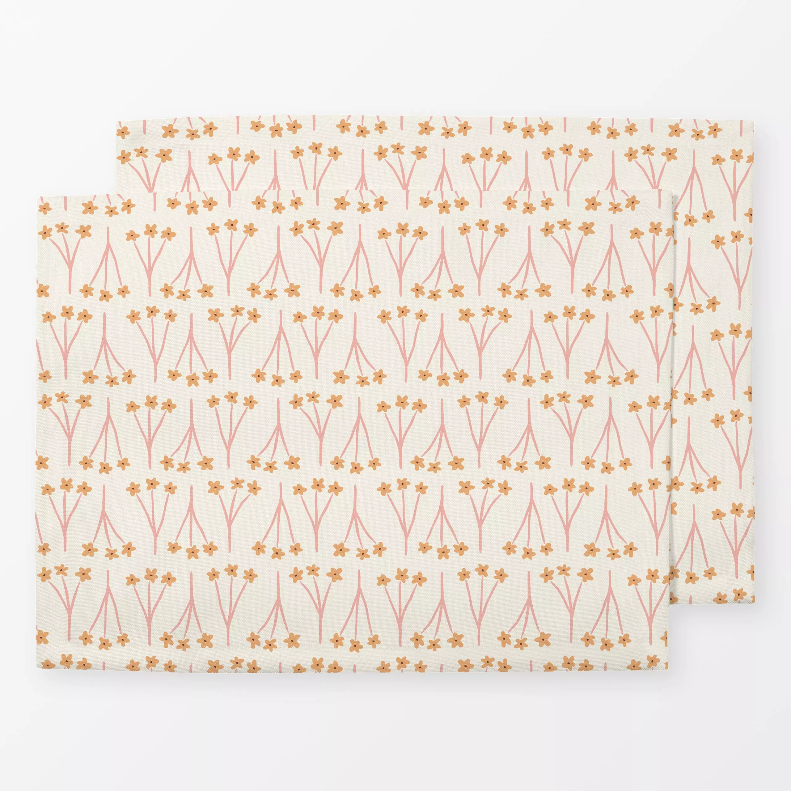 Tischset Blümchen rosa gelb - Blumen & Florales, Frühling, Symbole & Muster - von „Kathrin Woo"; Blumen, modern, verspielt, ...