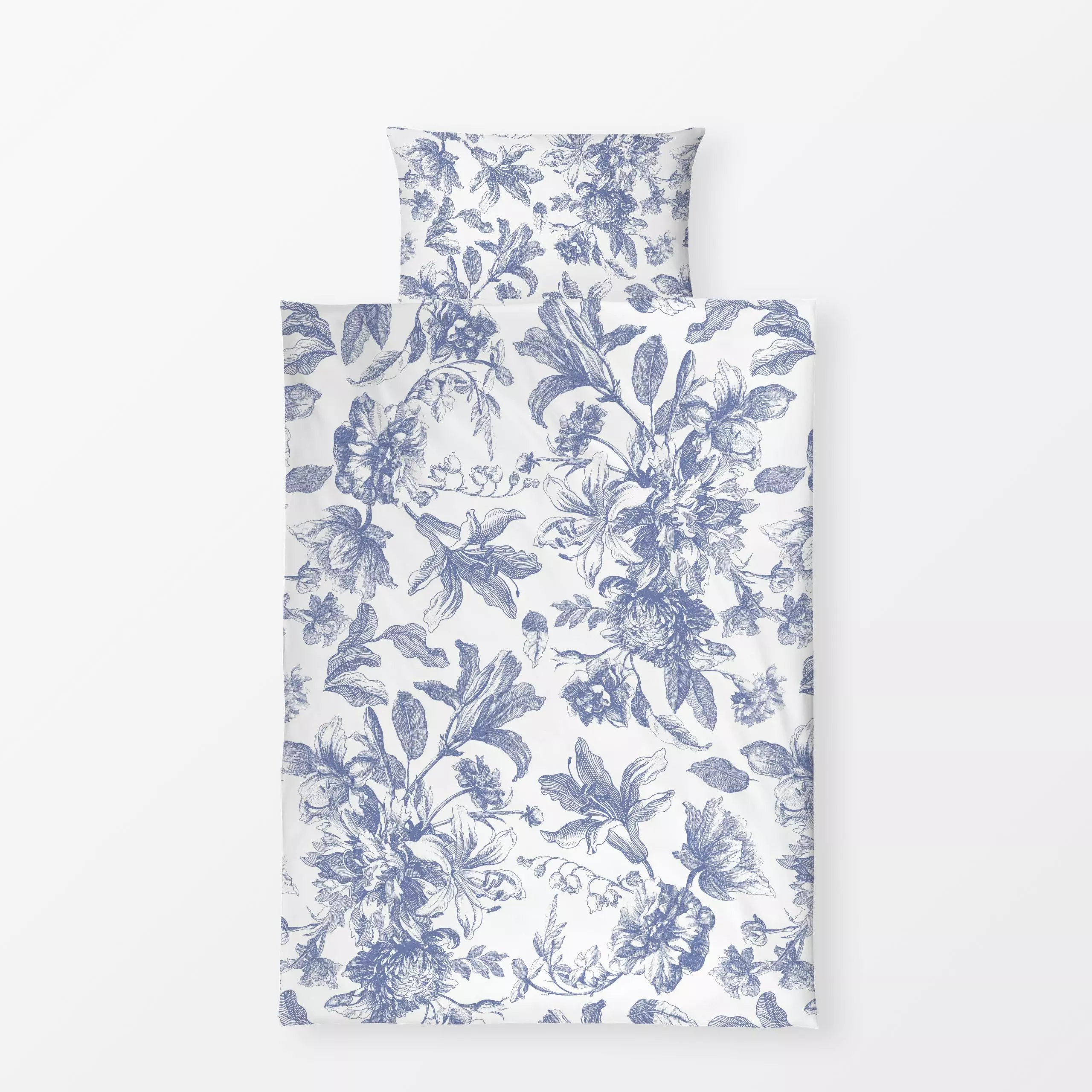 Bettwäsche Blaue Blumen - Toile DeJouy - Blumen & Florales, Retro & Vintage - von „Uta Naumann"; Blumen, Garten, Hygge, Somm...