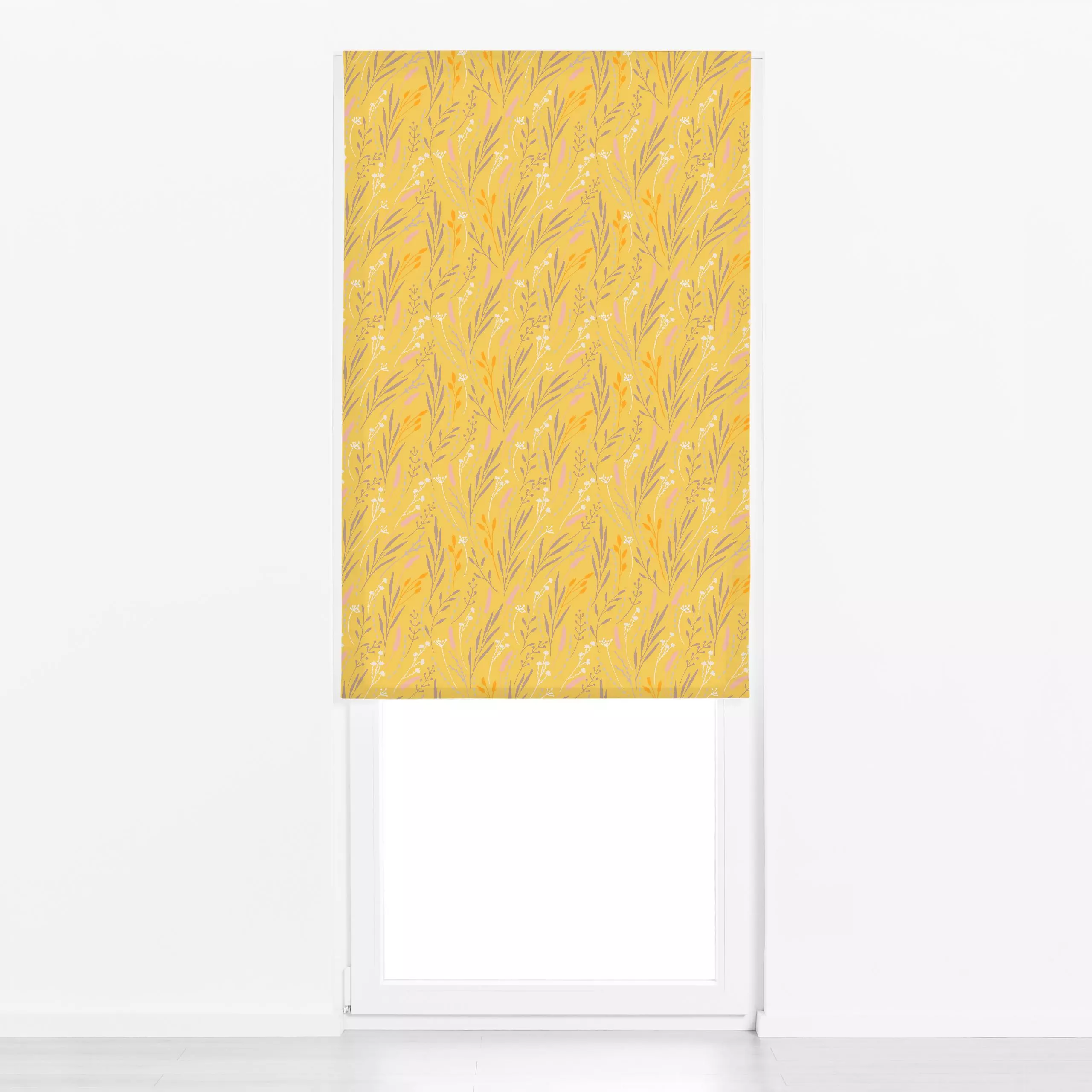 Raffrollo Wildgraeser gelb - Blumen & Florales, Natur & Landschaft, Sommer - von „youdesignme"; boho, Trockenblumen, Wildblu...