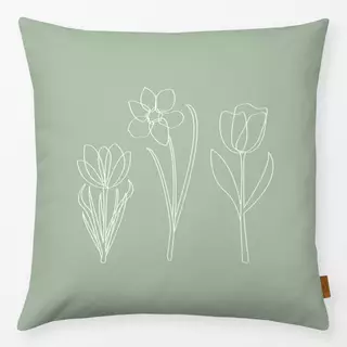 Kissen Lined Spring Flowers Green