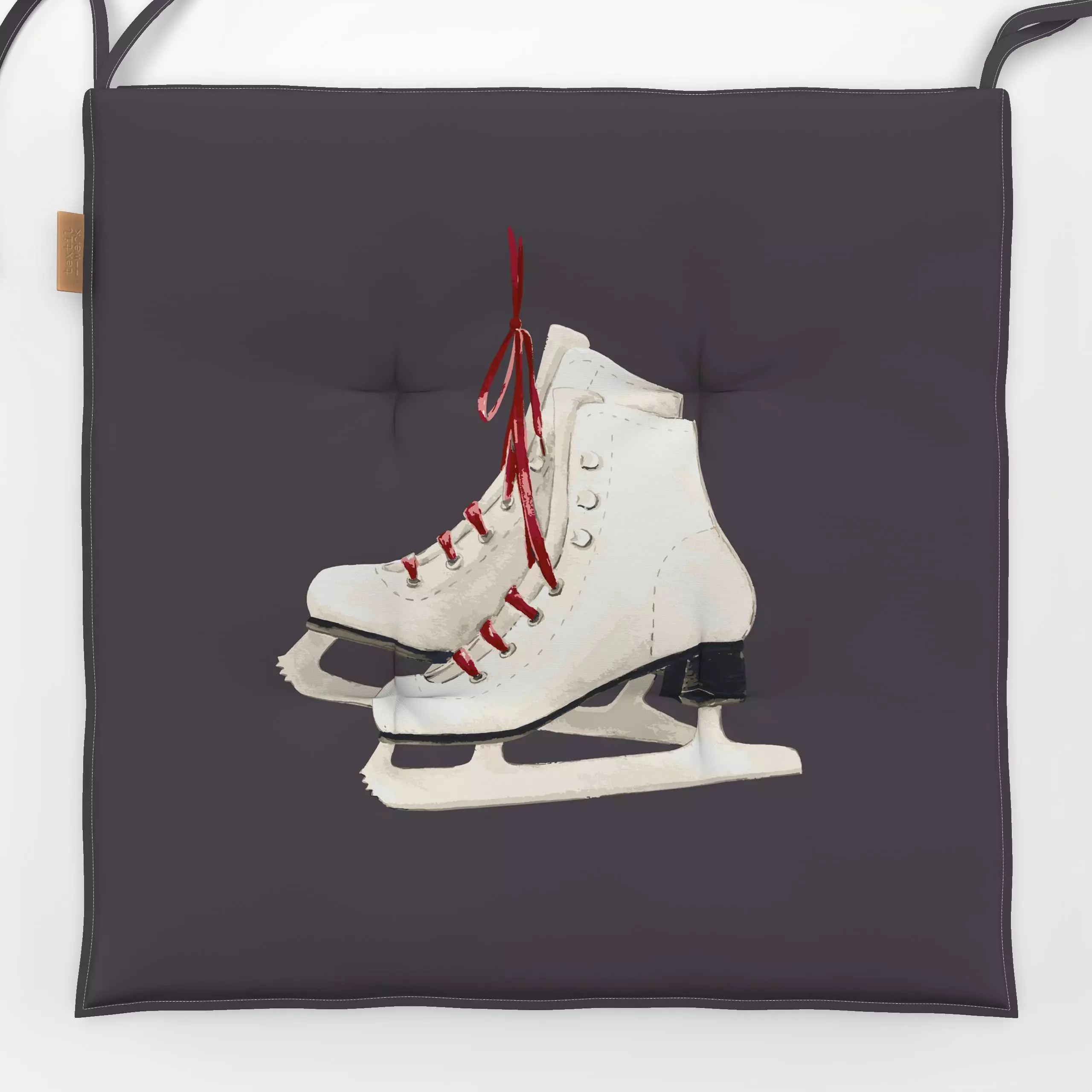 Sitzkissen Schlittschuhe grau - Sport, Weihnachten, Winter - von „Katrin Graff"; Schlittschuh, vintage, Winter, Holidays, ch...