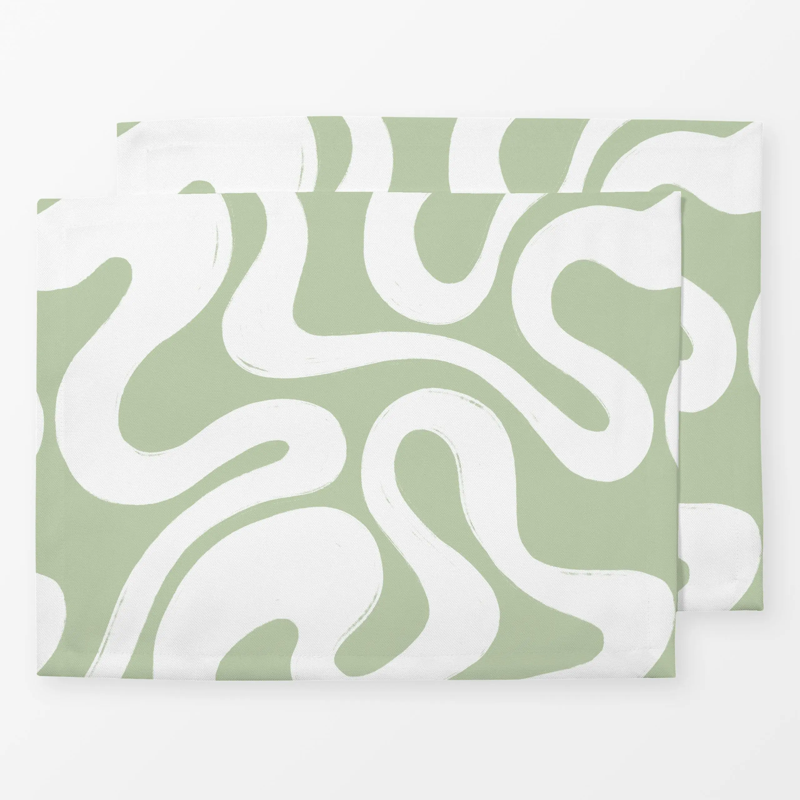 Tischset Swirl green - Symbole & Muster - von „Barlena"; hippie, Retro, modern, grafisch, organisch, waves, geschwungen, gro...