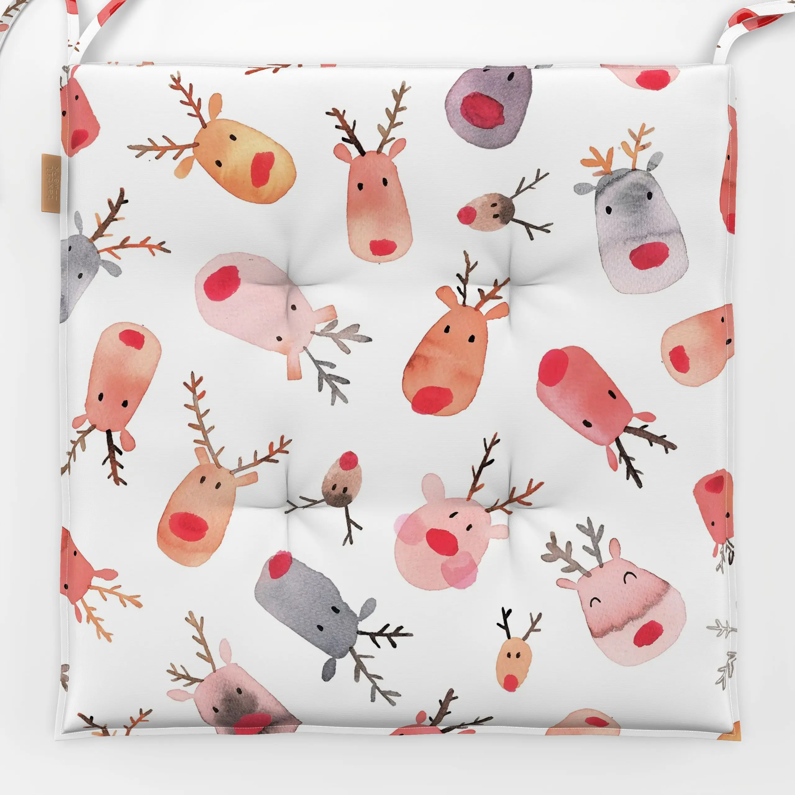 Sitzkissen Weihnachten Rentier Niedlich - Kinderzimmer & Motive für Kinder, Tiere, Weihnachten - von „Ninola Design "; Aquar...