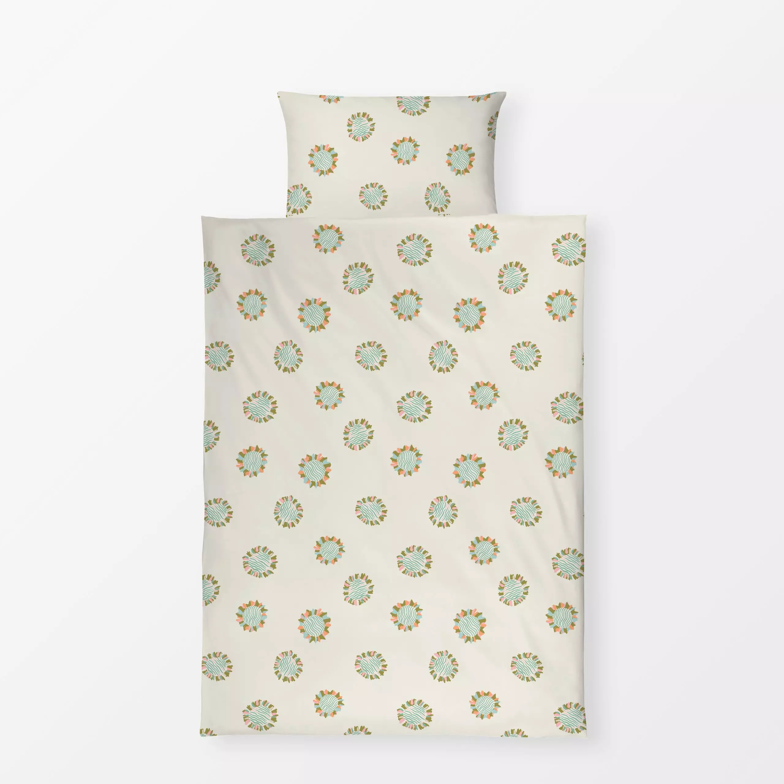 Bettwäsche Little Sun green - Symbole & Muster - von „Patries Elisabeth"; rosa, Sonne, Orange, Lustig, olivegruen, turkis, s...