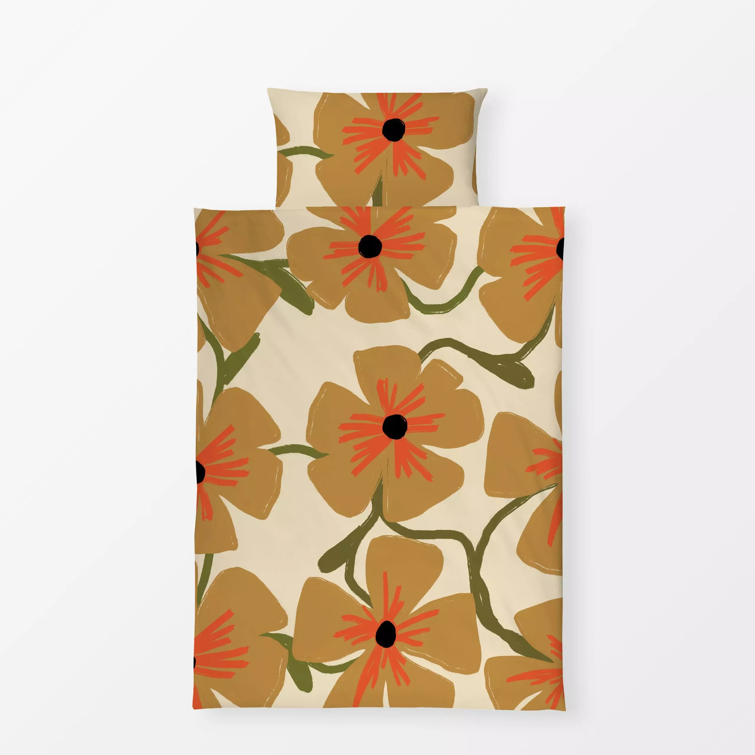 Bettwäsche 70's Retro Floral - Blumen & Florales, Symbole & Muster, Pflanzen & Botanik - von „KunstbyStephie"; boho, hippie,...