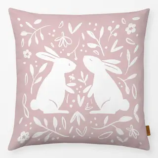 Kissen Hasen Duo Blumen rosa