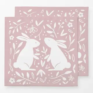 Servietten Hasen Duo Blumen rosa