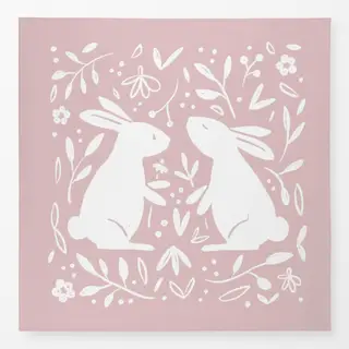 Tischdecke Hasen Duo Blumen rosa