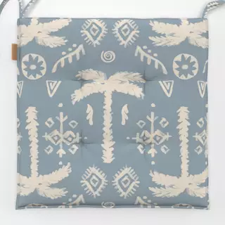 Sitzkissen PALM ETHNO IKAT Graublau