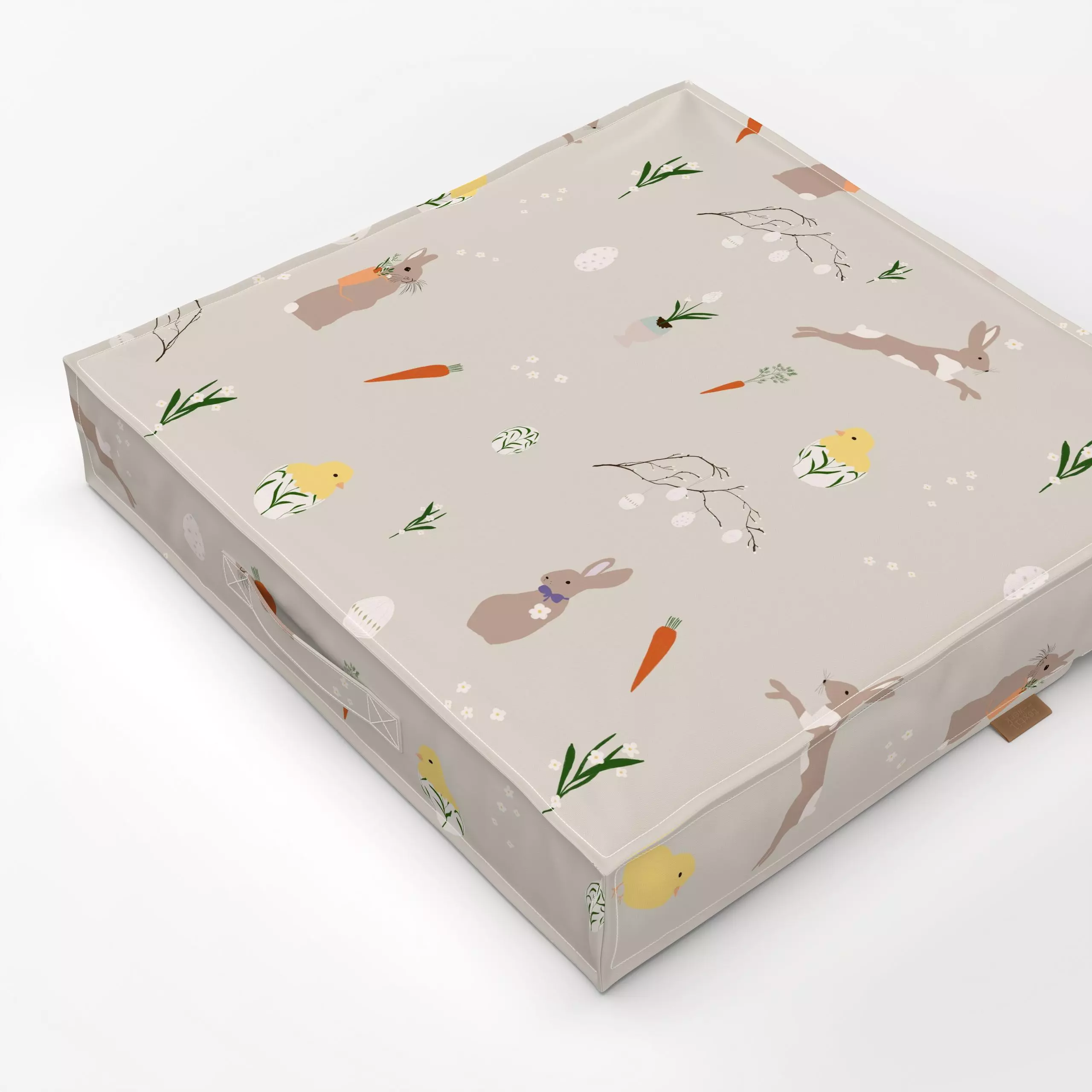 Bodenkissen Ostern Muster Hell - Frühling - von „Sophie Augustin Illustration"; Blumen, Ostern, Osterhase, Ostereier, FroheO...