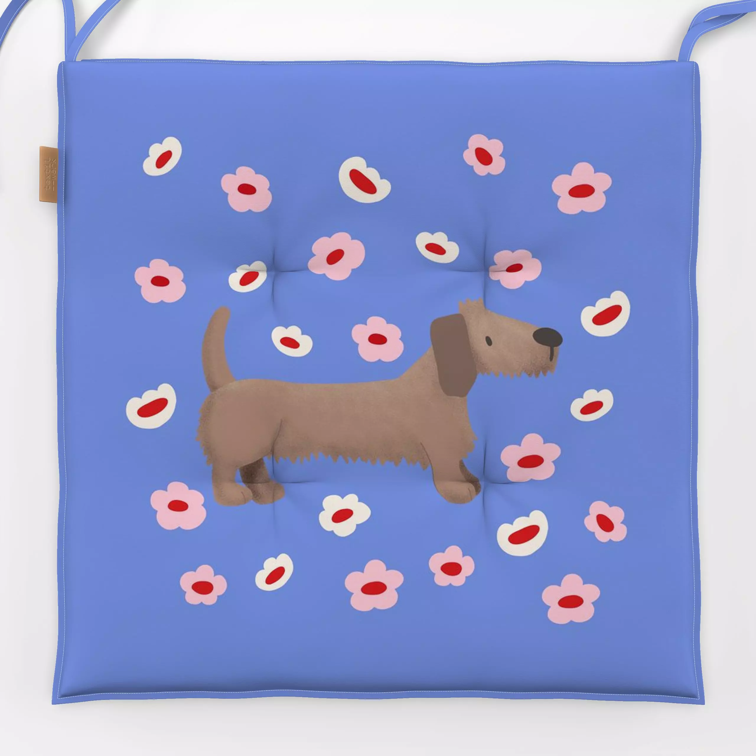 Sitzkissen Frühlingspfoten Rauhaardackel - Kinderzimmer & Motive für Kinder, Tiere - von „Andrea Liesert"; verspielt, farben...