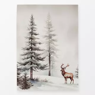 Geschirrtuch Hirsch im Winterwald 1