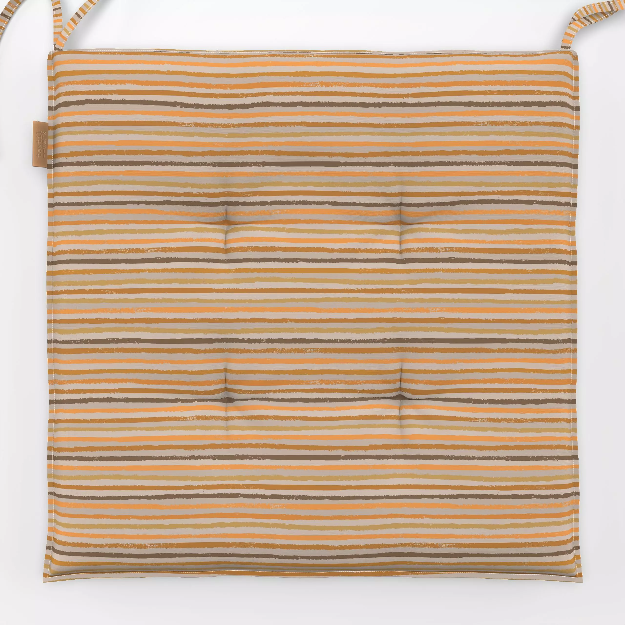 Sitzkissen Small Colored Stripes - Herbst, Symbole & Muster - von „Studio Kesse"; Linien, Streifen, Orange, beige, bunt, gel...