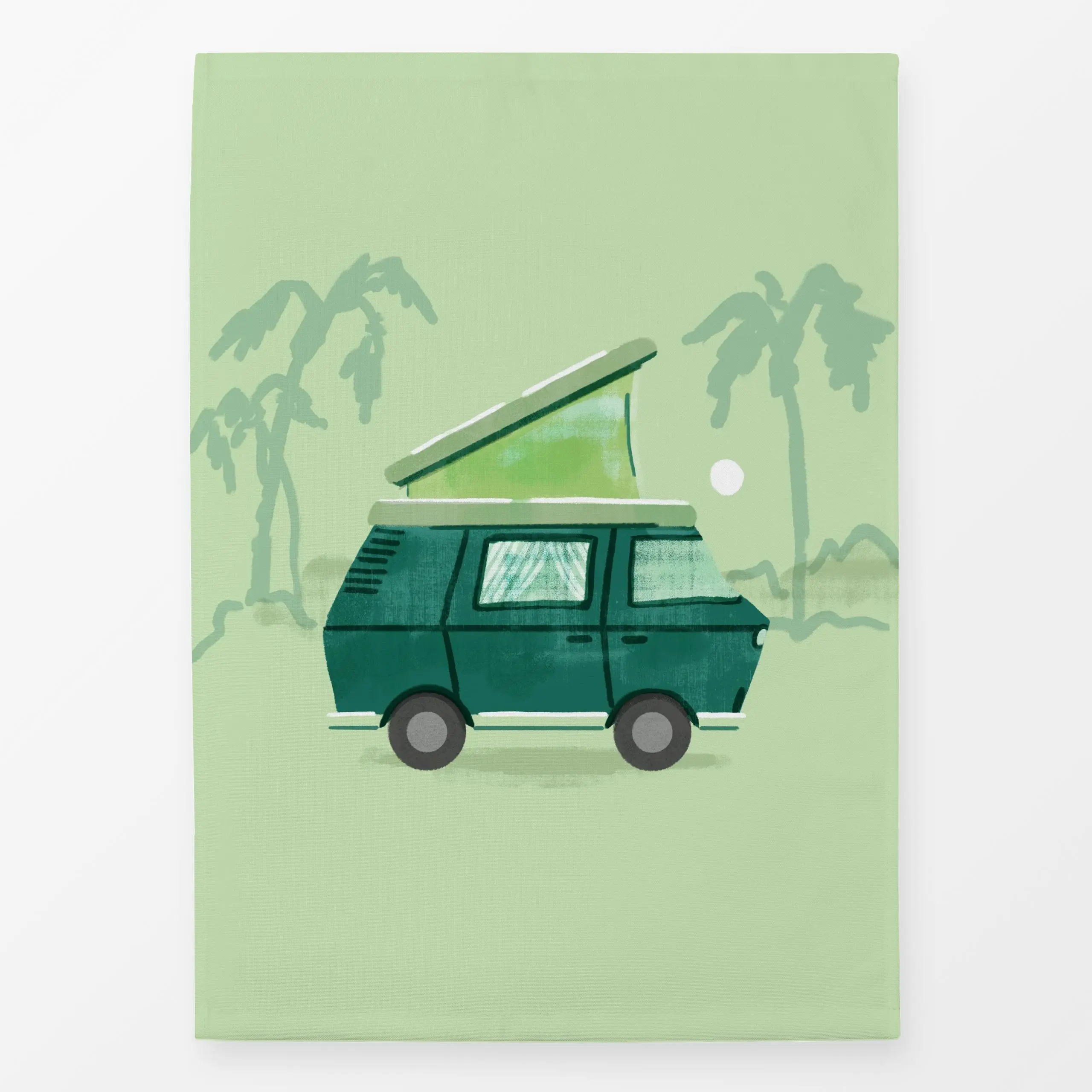 Geschirrtücher Campingbus Grün - Reise - von „Janna Schipper"; Sommerblumen, tropisch, Sommer, Camping, Reisen, Summerfeelin...
