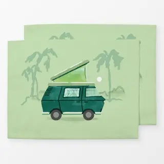 Tischset Campingbus Grün