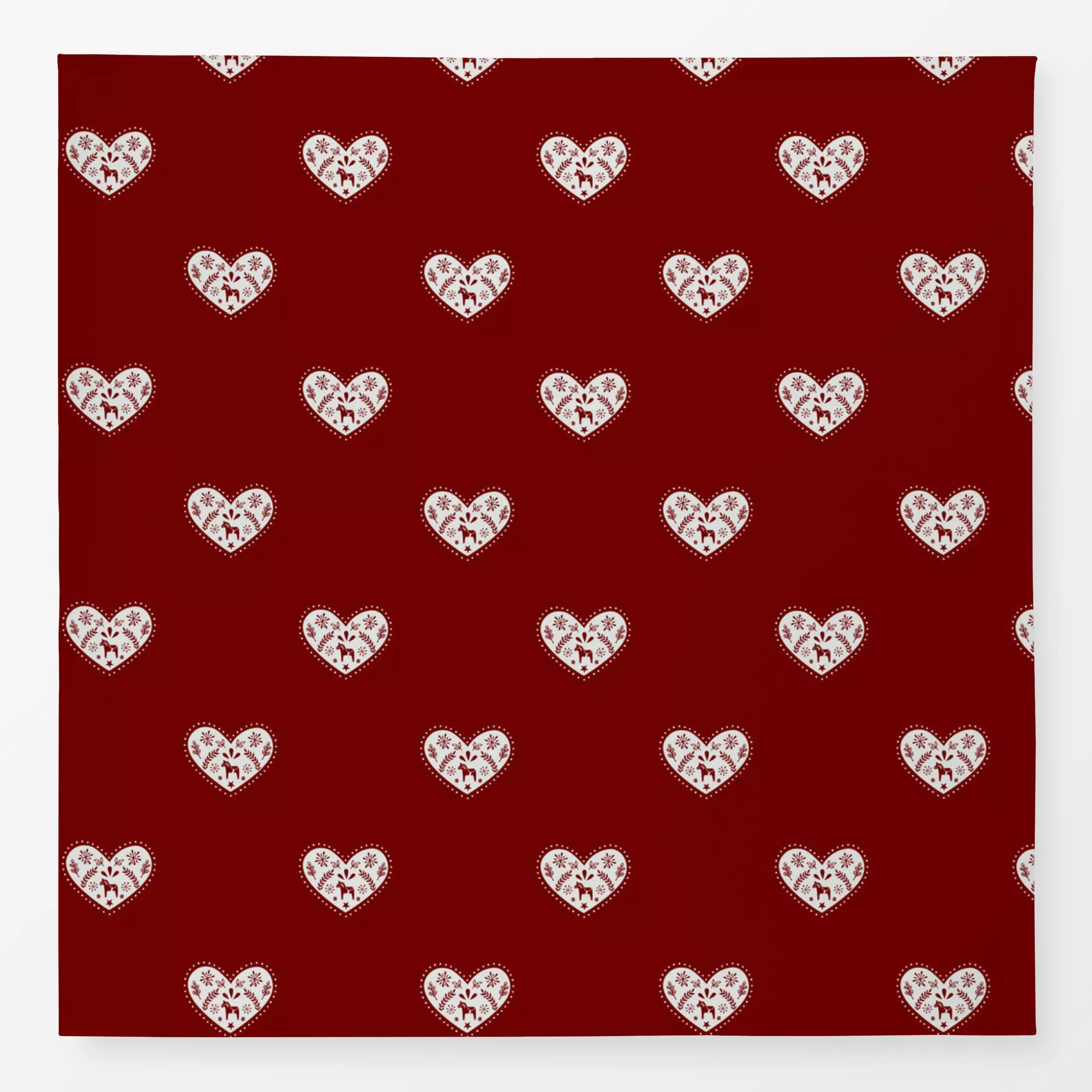 Tischdecke Muster Herzen auf Rot - Liebe, Romantik & Pride, Weihnachten - von „Kerstin Ax"; Muster, skandinavisch, Hygge, We...
