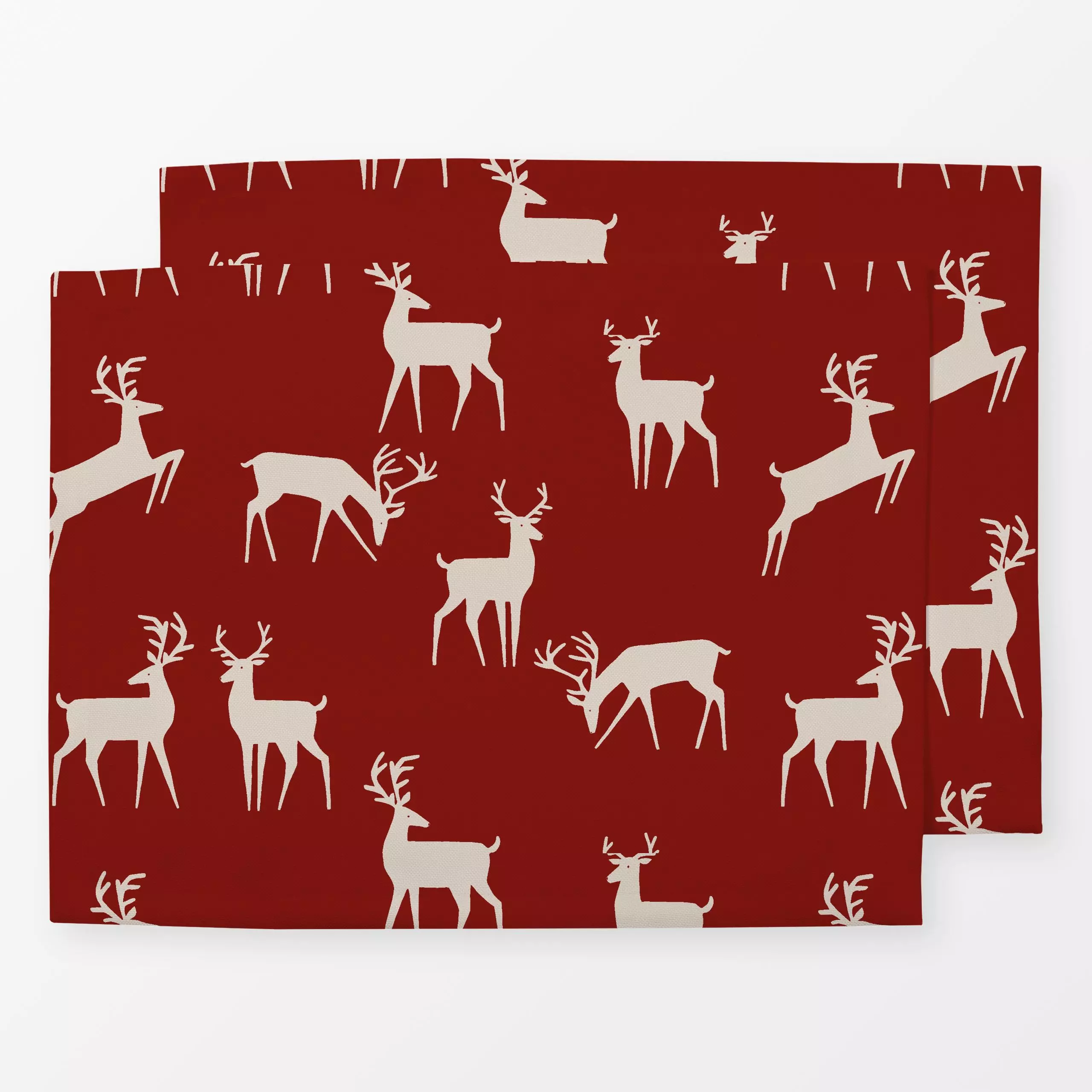 Tischset Hirsche Deers rot - Weihnachten, Anlässe - von „Studio Kesse"; Merry Christmas, Rentier, Weihnachten, Winter, Hirsc...