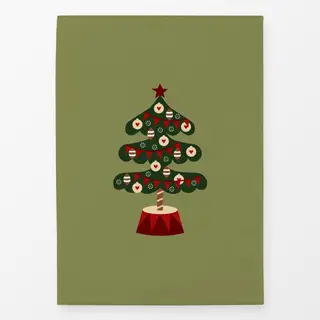 Geschirrtücher Weihnachtsbaum mit Wimpel grün
