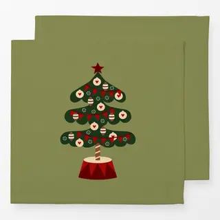 Servietten Weihnachtsbaum mit Wimpel grün