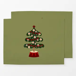 Tischset Weihnachtsbaum mit Wimpel grün