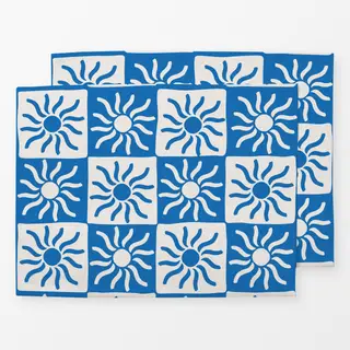 Tischset blue sun checkers