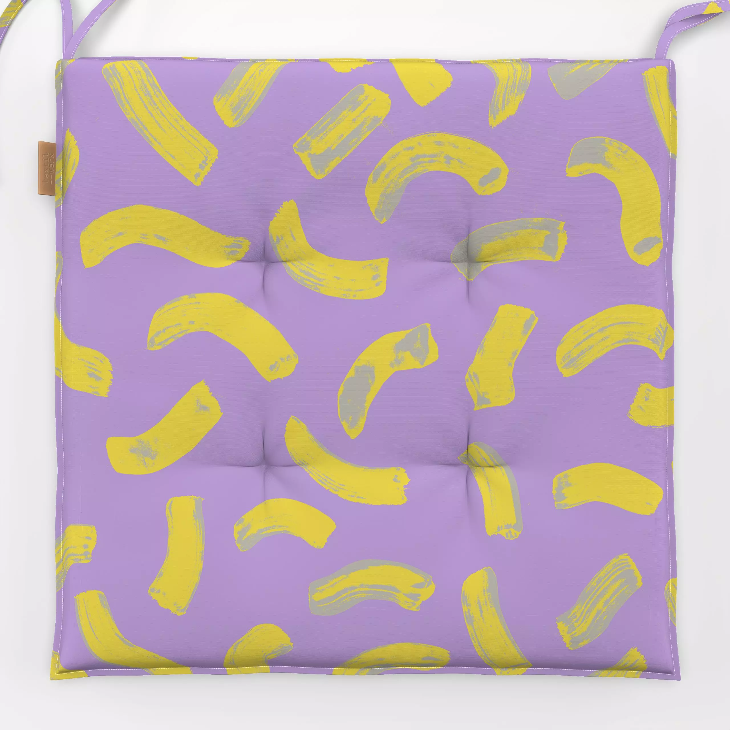 Sitzkissen Let's Go Bananas - Symbole & Muster - von „Julia Schumacher"; Obst, abstrakt, Bananen, Lustig, gelb, lila, julias...