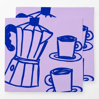Servietten Coffee Club blau auf lila