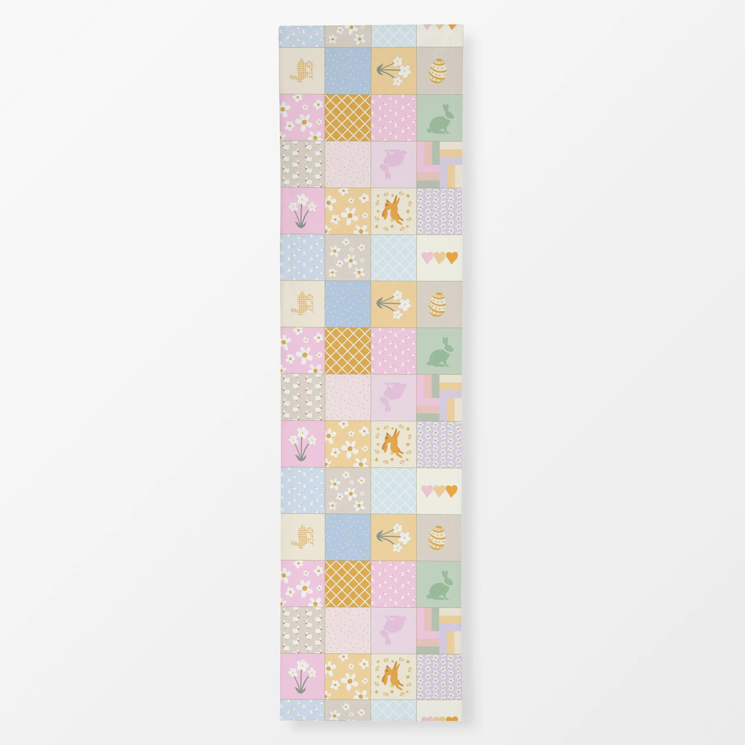 Tischläufer Patchwork Pastel Frühling - Frühling, Ostern - von „Monika Strigel"; Hase, vintage, Ostern, Herz, Pastell, Frueh...