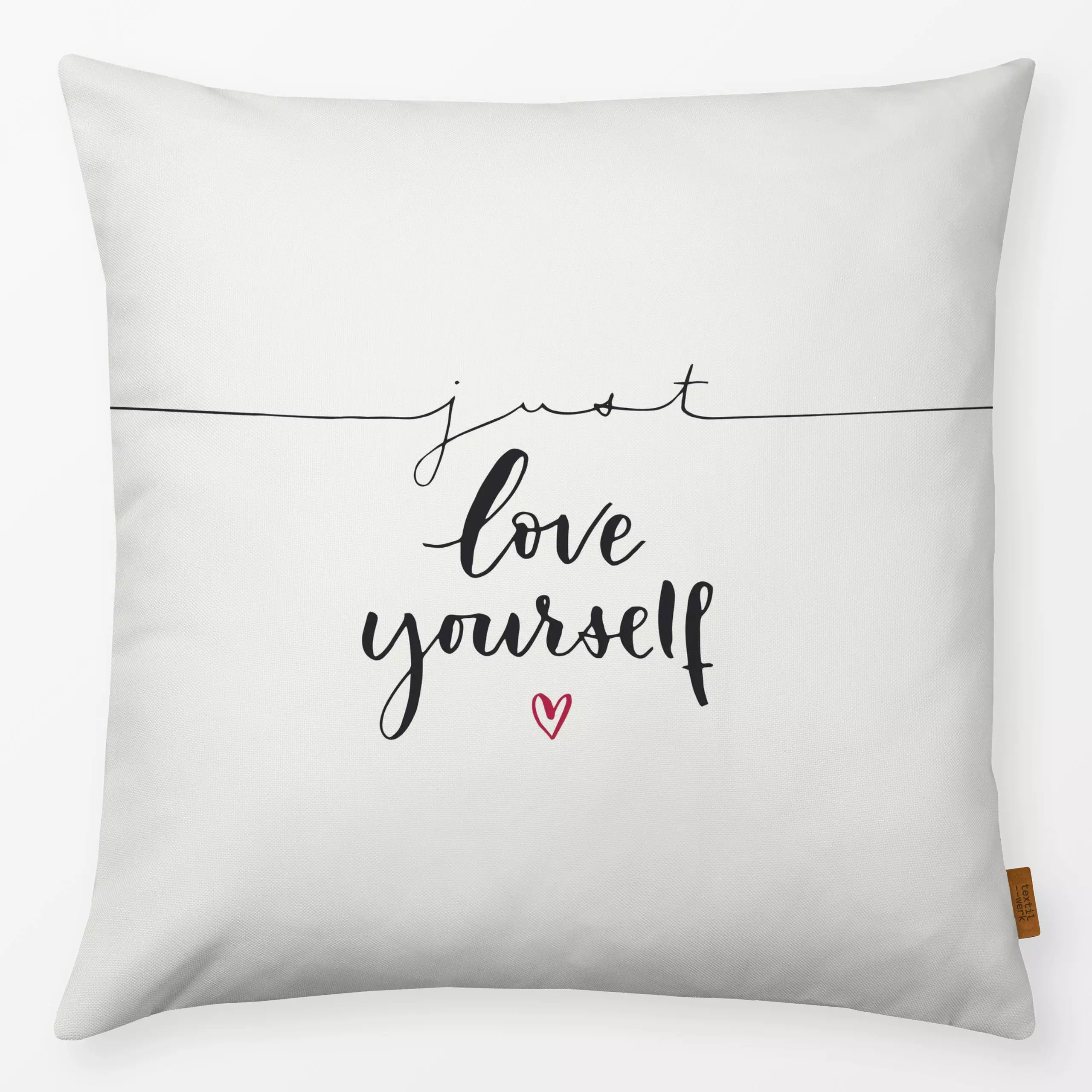Kissen Just Love Yourself - Liebe, Romantik & Pride, Sprüche & Schriftzüge, Anlässe - von „Katrin Graff"; Herzen, Liebeszita...