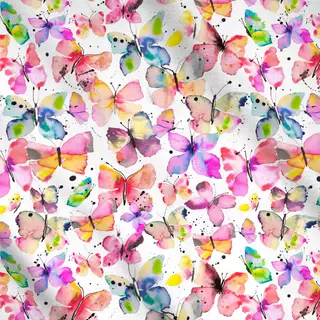 Meterware Aquarell Schmetterlinge Bunt