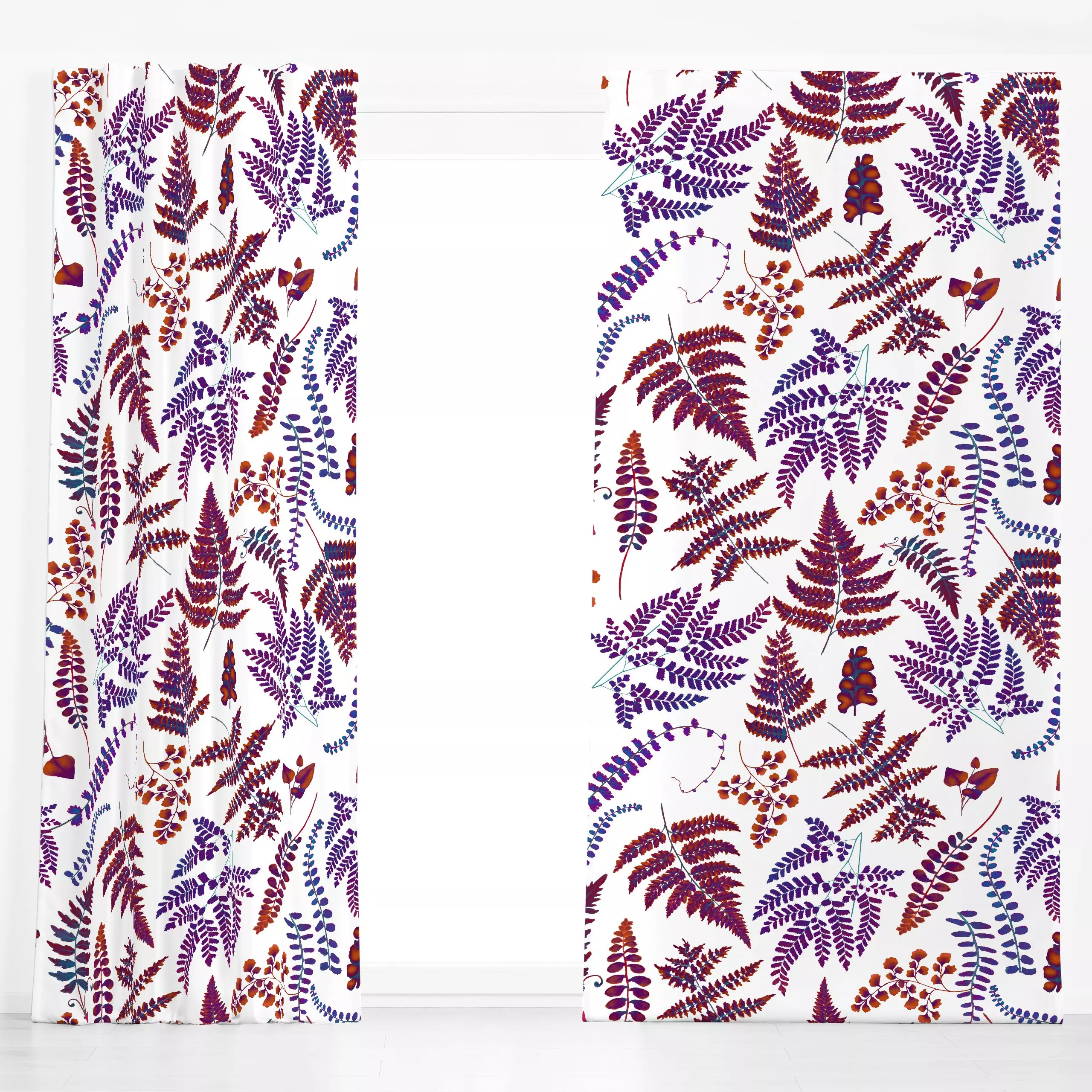 Dekovorhang Wald Farn - Blumen & Florales, Pflanzen & Botanik - von „Uta Naumann"; Wasserfarben, Natur, Farn, Wald, vintage,...