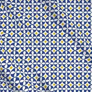 Meterware Fliesenmuster Blau Gelb
