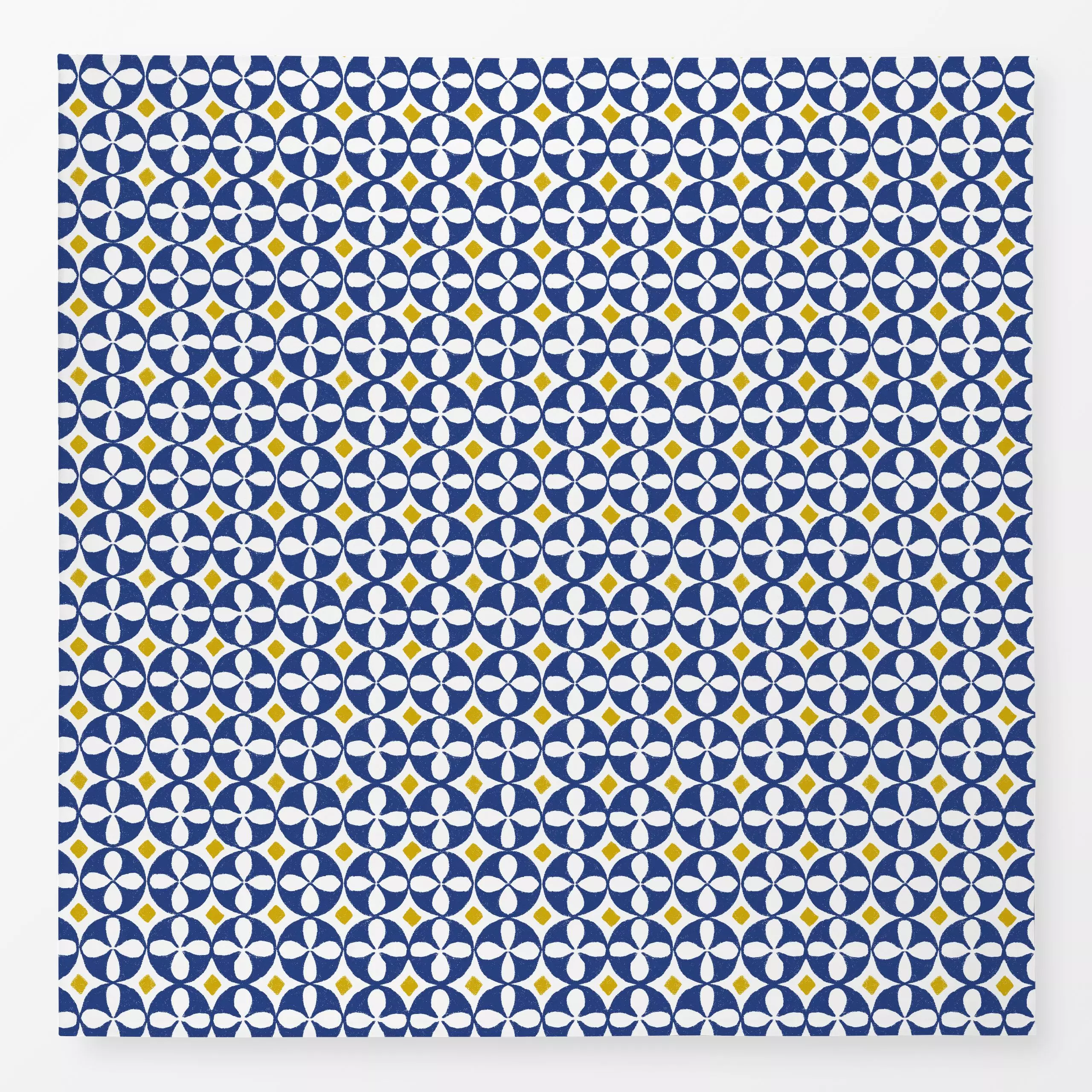 Tischdecke Fliesenmuster Blau Gelb, gemustert, Sommer, von Mareen Heinz