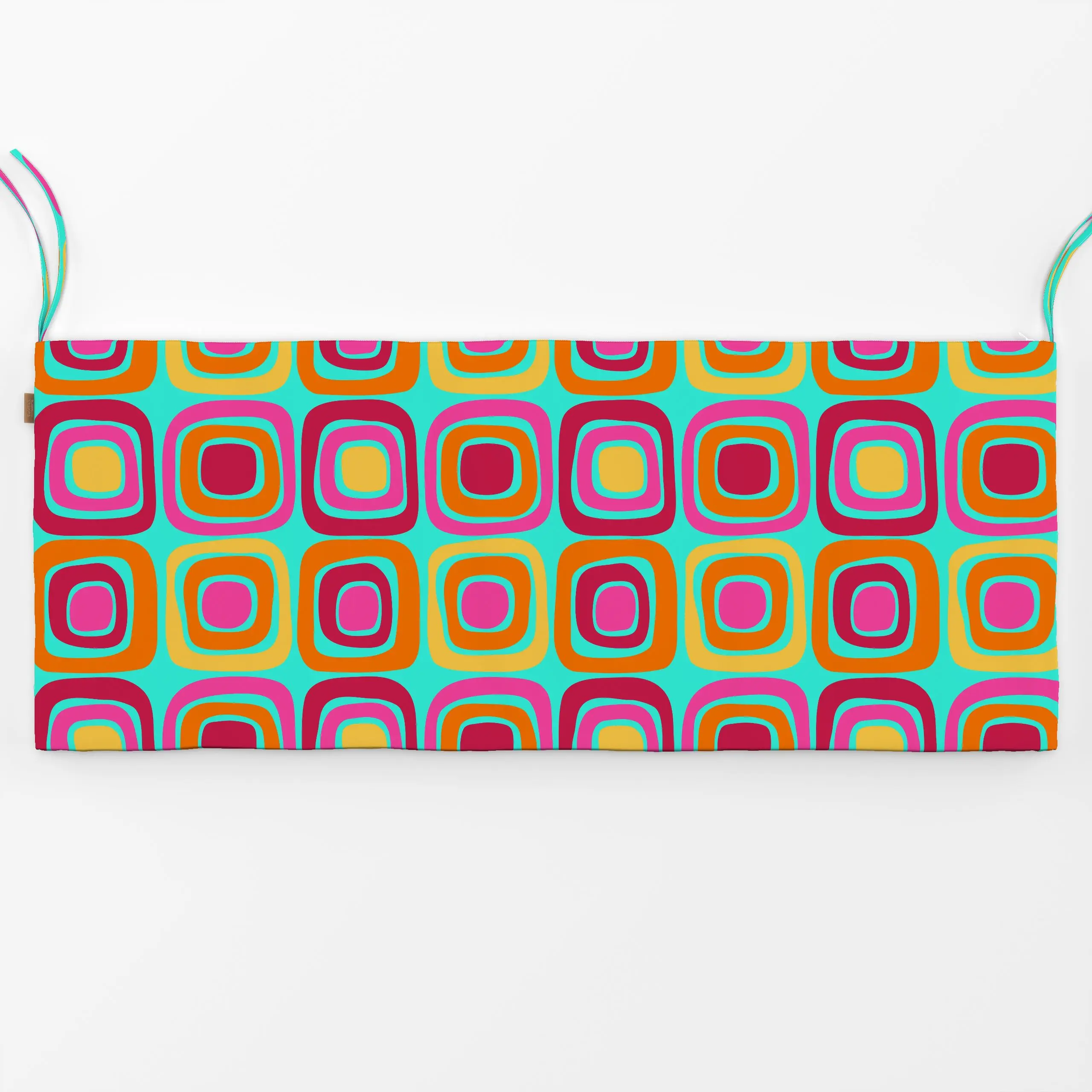 Bankauflage Retro Summer Cubicles Mint - Symbole & Muster - von „Andrea Haase"; Retro, Protea, Orange, formen, pink, gelb, t...