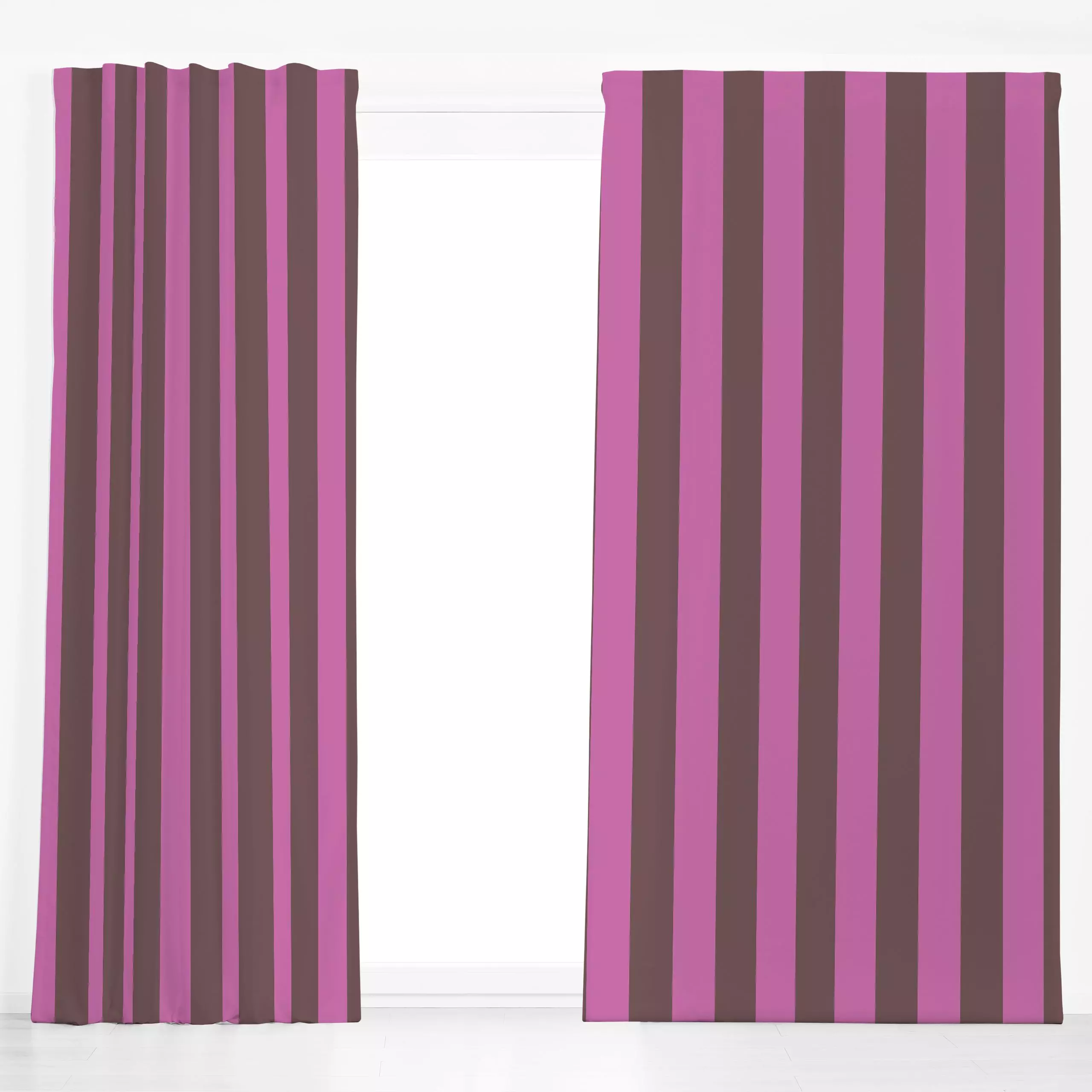 Dekovorhang Stripe Collection Brown Berry - Symbole & Muster, Retro & Vintage - von „Studio ROSAGRAU"; Frucht, Streifen, ros...