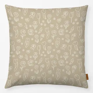 Kissen Fruehlingsblumen Outline beige