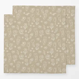 Servietten Fruehlingsblumen Outline beige