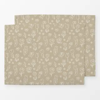Tischset Fruehlingsblumen Outline beige