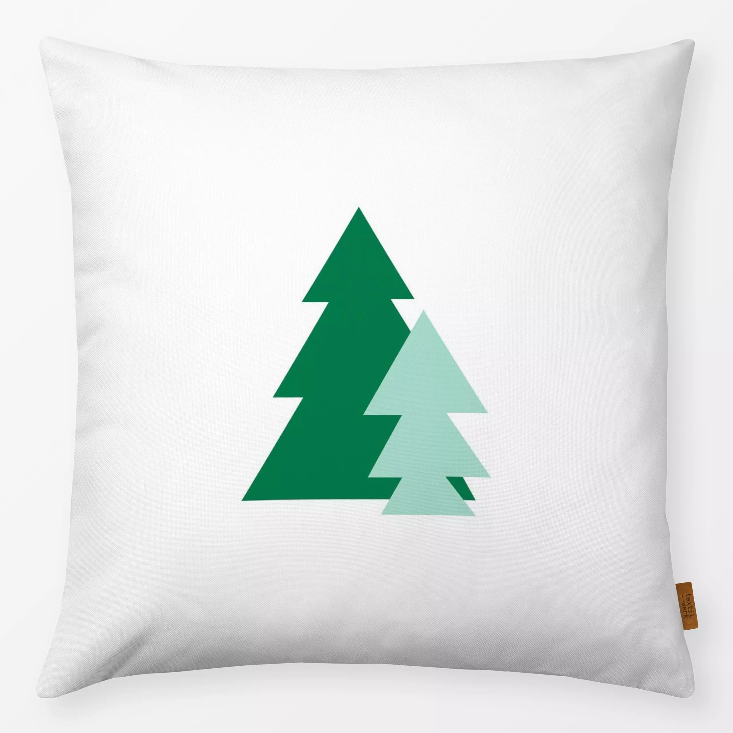 Kissen Evergreen Duo - Weihnachten, Pflanzen & Botanik - von „Lisa Jasmin Bauer"; Tannenbaum, Weihnachten, Scandianvian, wei...