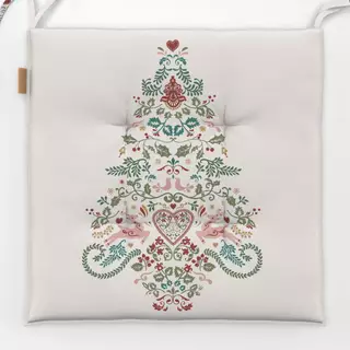 Sitzkissen Folk Christmas Tree beige