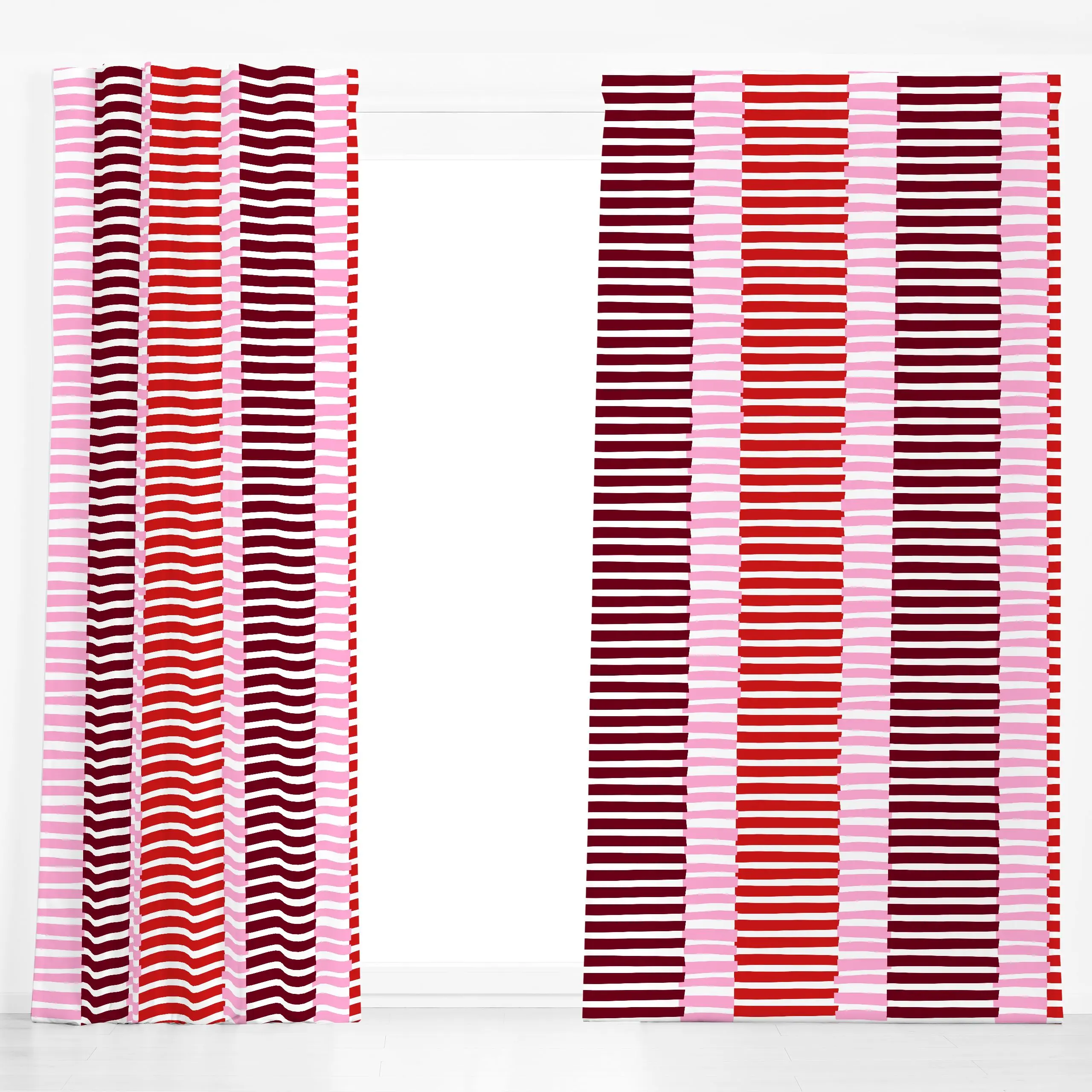 Dekovorhang Blütenpink Streifenmix - Symbole & Muster - von „Lisa Jasmin Bauer"; Streifen, gestreift, Streifenmuster