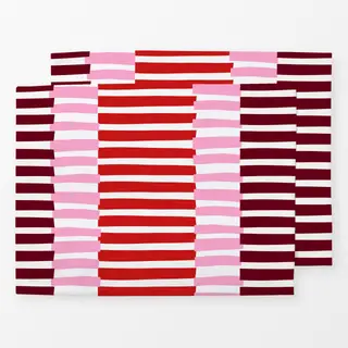 Tischset Blütenpink Streifenmix