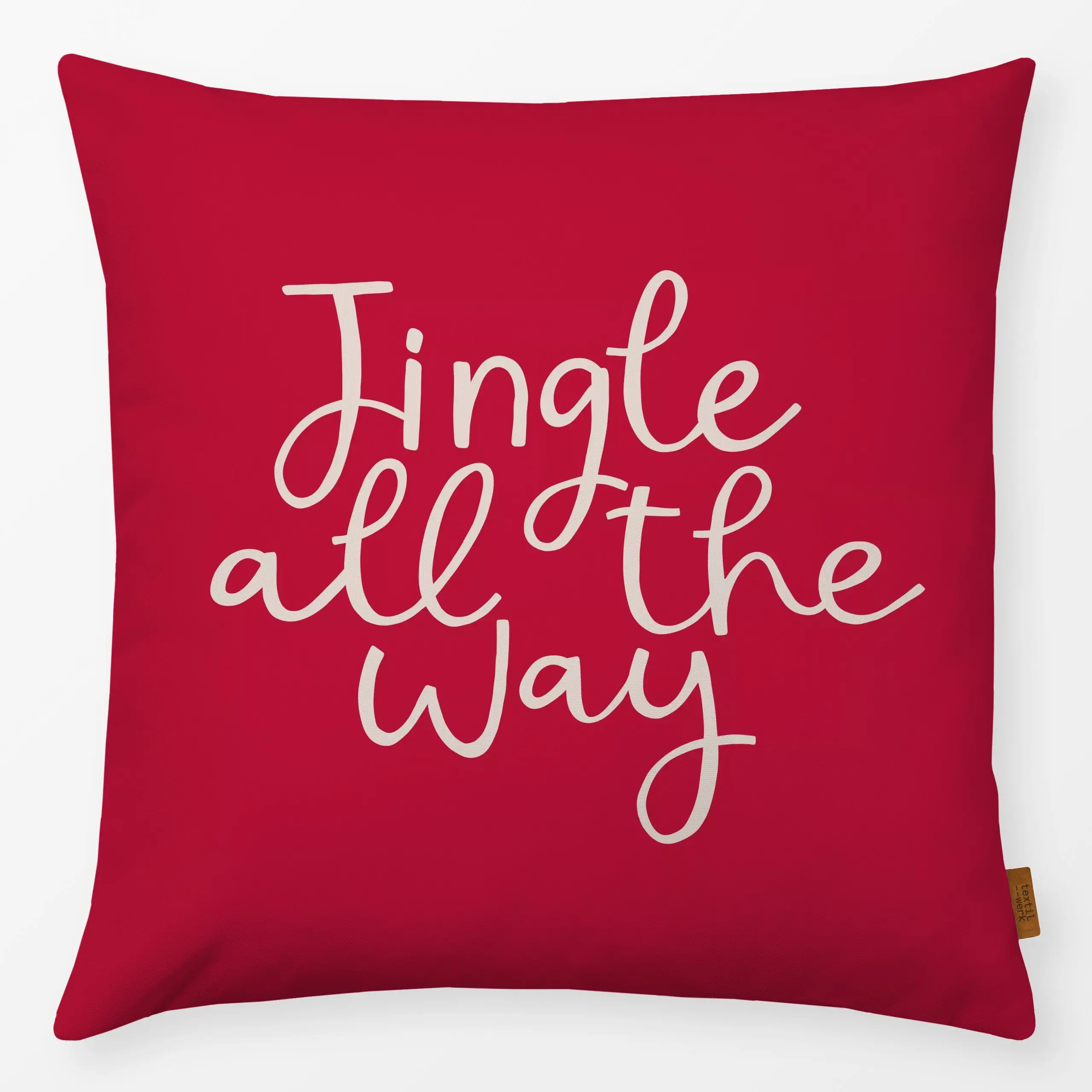 Kissen jingle all the way rot - Sprüche & Schriftzüge, Weihnachten - von „Studio Kesse"